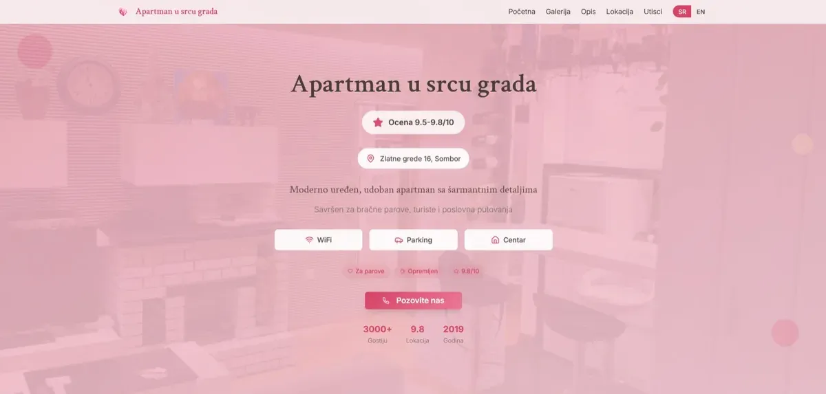 Sajt za Apartman u Srcu Grada, smeštaj u Somboru