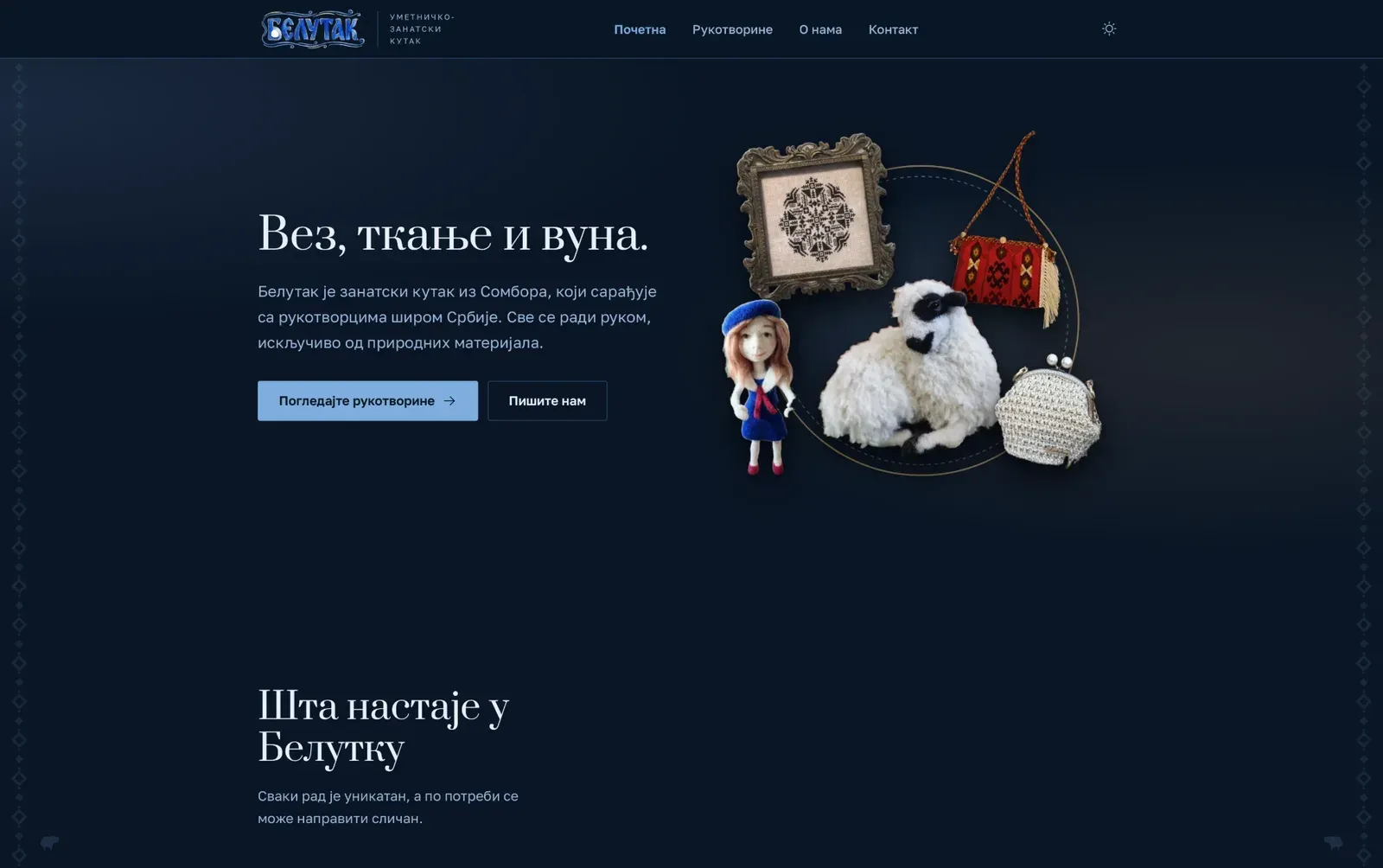 Sajt za Belutak, ručni vez, tkanje i vuna iz Sombora