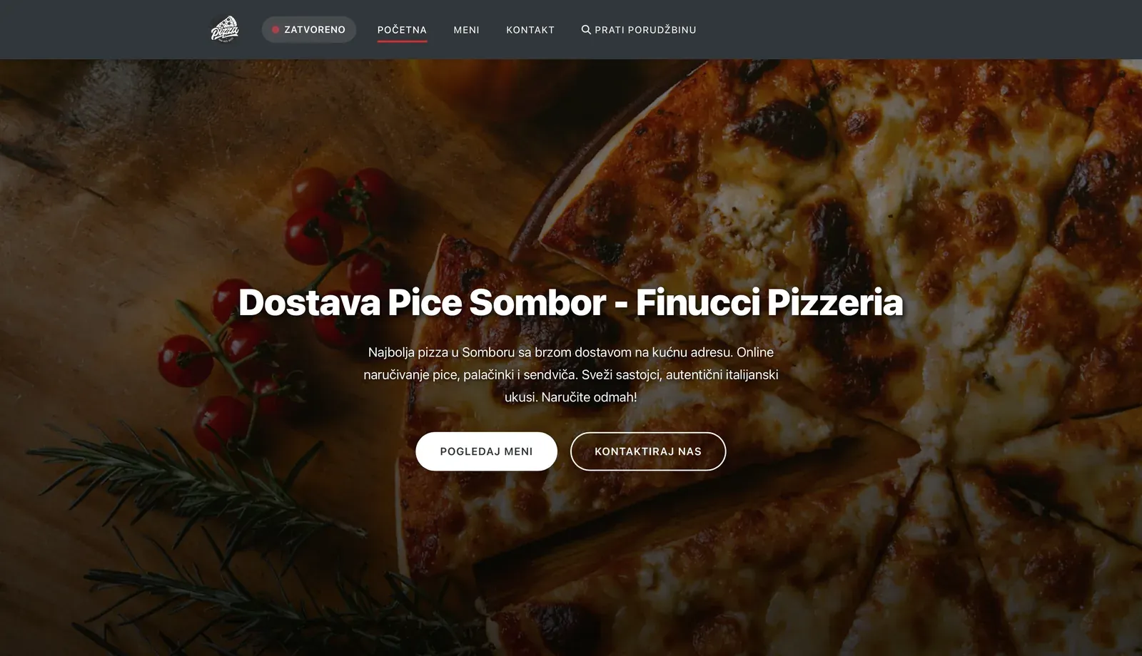 Sajt za Finucci, picerija u Somboru sa online naručivanjem