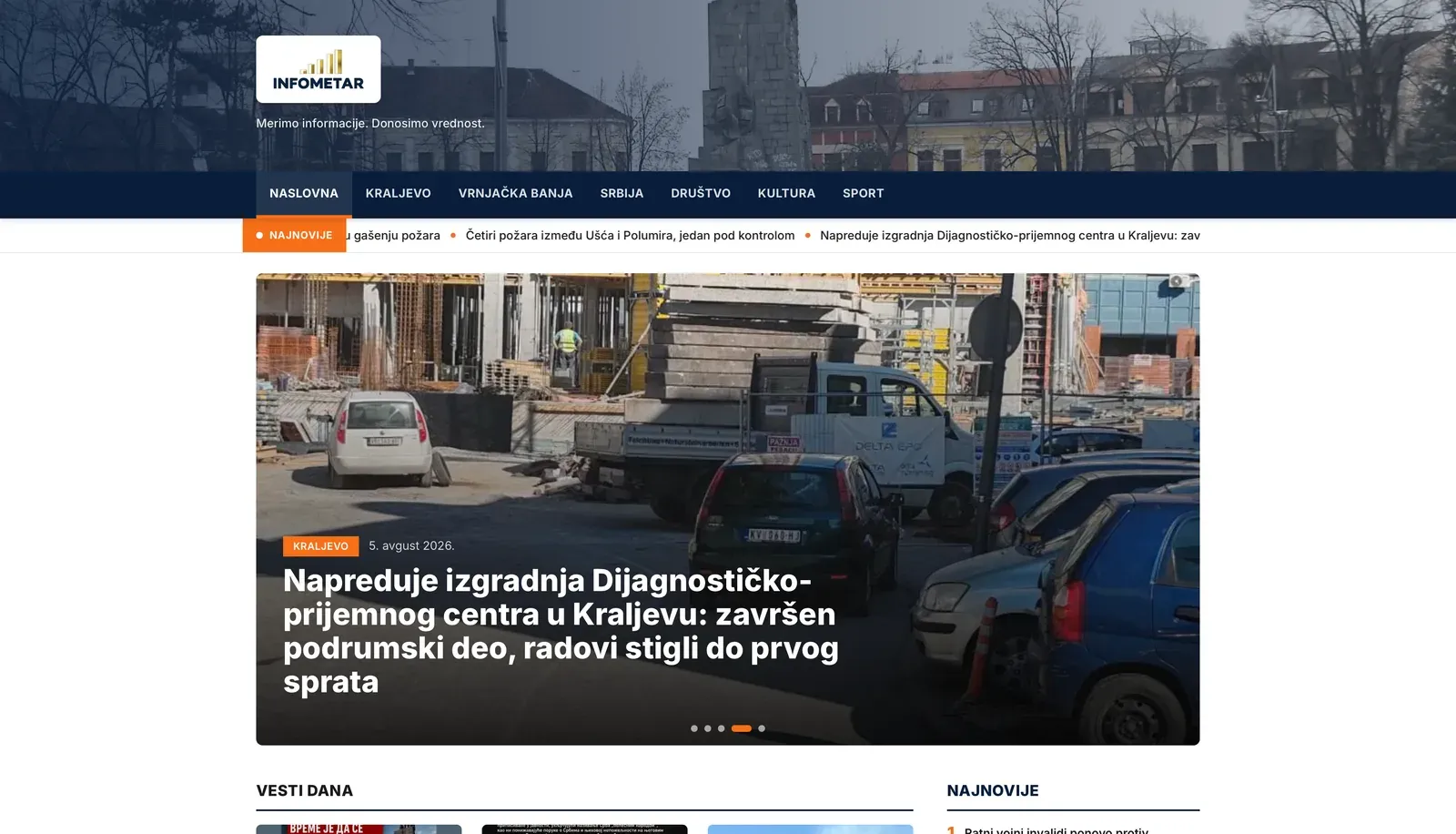 Sajt Infometar, informativni portal za Kraljevo i Vrnjačku Banju