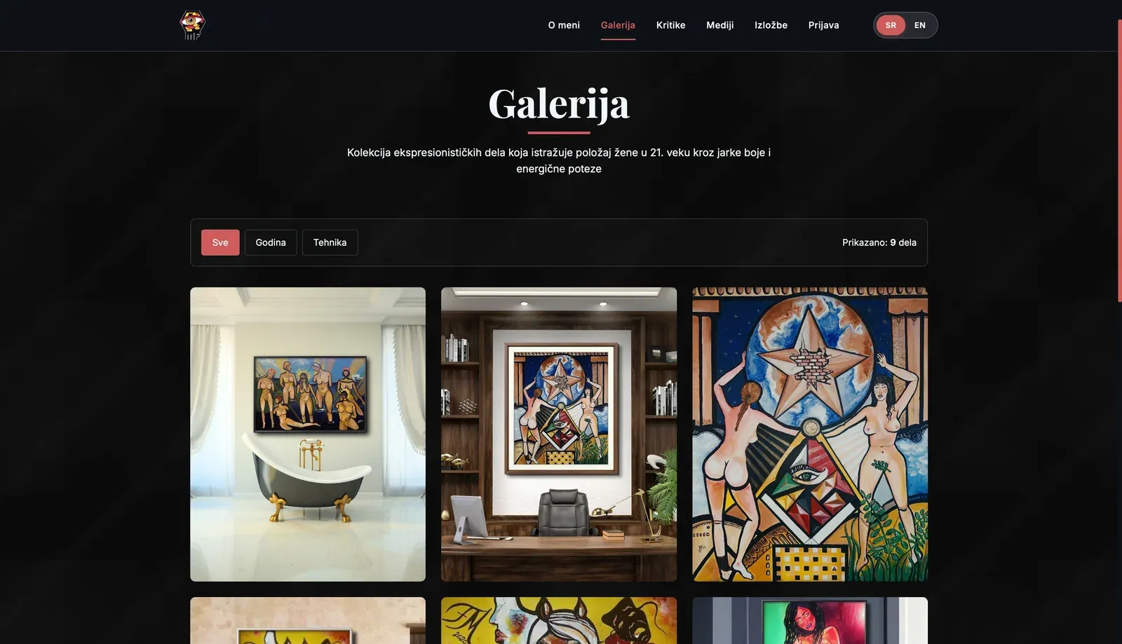 Sajt za Milenu Ferenčević, lični portfolio sa galerijom